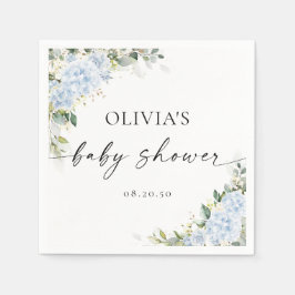 Blauwe Hortensia Bloemige Baby Shower Papieren Ser Servet