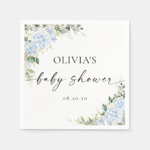 Blauwe Hortensia Bloemige Baby Shower Papieren Ser Servet