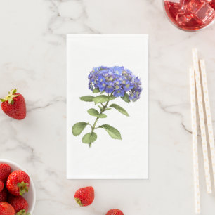 Blauwe Hortensia Bloemige Botanische Kunst Papier Servet