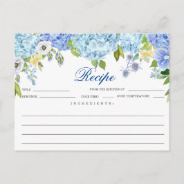 Blauwe Hortensia Bloemige Bruiloftsdouche Receptka Briefkaart