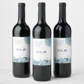 Blauwe Hortensia Bloemige Grappige Citaat Bruiloft Wijn Etiket (Flessen)