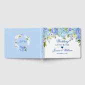 Blauwe Hortensia Bloemige Groene Huwelijksdecorati Gastenboek (Volledig)