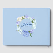 Blauwe Hortensia Bloemige Groene Huwelijksdecorati Gastenboek (Achterkant)