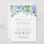 Blauwe Hortensia Bloemige Proefavond Eten Kaart (Voorkant)