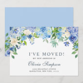 Blauwe Hortensia Bloemige Verhuisberichtkaarten Aankondiging (Voorkant / Achterkant)
