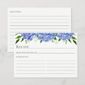Blauwe Hortensia Bloemige Waterverf Receptkaart Informatiekaartje (Voorkant / Achterkant)