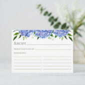 Blauwe Hortensia Bloemige Waterverf Receptkaart Informatiekaartje (Staand voorkant)