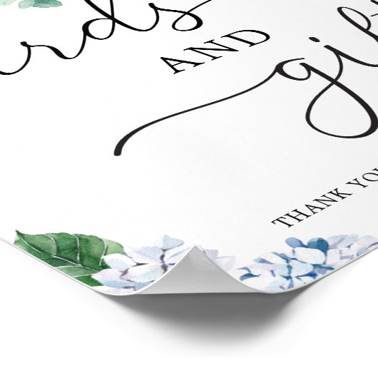 Blauwe Hortensia Bloemkaarten en Cadeaus Bord Poster (Hoek)