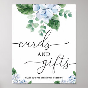 Blauwe Hortensia Bloemkaarten en Cadeaus Bord Poster