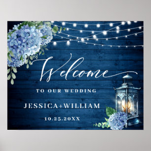 Blauwe Hortensia Bloemlantaarn Houten Welkom Bruil Poster