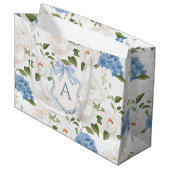 Blauwe Hortensia Bloemmonogram Groot Cadeauzakje (Voorkant Gekanteld)