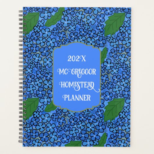 Blauwe Hortensia Bloemmotief Aangepaste Planner (Voorkant)