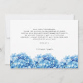 Blauwe Hortensia Bloemrijke Bruidsdouche Bedankt (Achterkant)