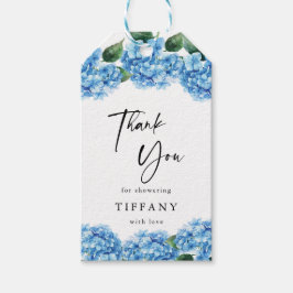 Blauwe Hortensia Bloemrijke Bruidsdouche Bedankt Cadeaulabel