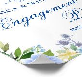 Blauwe Hortensia   Bloemrijke Verlovingsfeestbord Poster (Hoek)