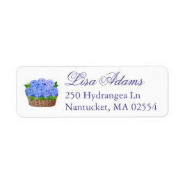 Blauwe Hortensia Bloemstuk Kust Bruiloft Geschenk Etiket
