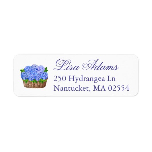 Blauwe Hortensia Bloemstuk Kust Bruiloft Geschenk Etiket (Voorkant)