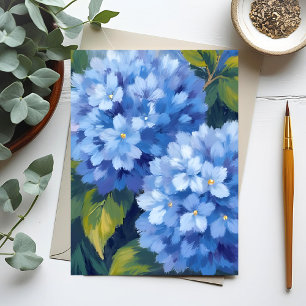 Blauwe Hortensia Bloesems   Bloem Waterverfschilde Briefkaart