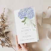 Blauwe Hortensia Bloesems Dikke Papier Programma
