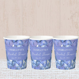 Blauwe Hortensia Bloesems Persoonlijke Bruidsuitno Papieren Bekers