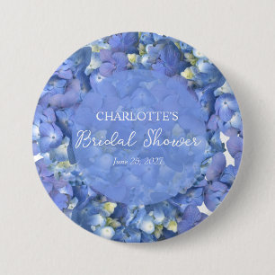 Blauwe Hortensia Bloesems Persoonlijke Bruidsuitno Ronde Button 7,6 Cm