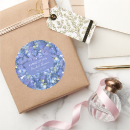 Blauwe Hortensia Bloesems Persoonlijke Bruidsuitno Ronde Sticker