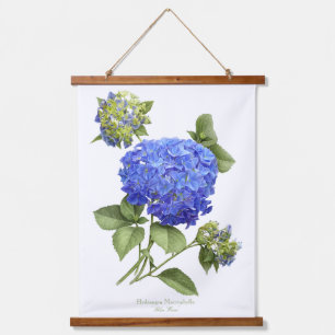 Blauwe Hortensia "Blue Wave" Bloem Botanische Kuns Hangend Wandkleed