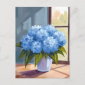 Blauwe hortensia boeket bloemenschilderij briefkaart (Voorkant)