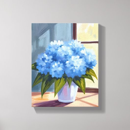 Blauwe hortensia boeket bloemenschilderij canvas afdruk (Voorkant)
