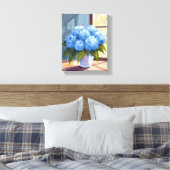 Blauwe hortensia boeket bloemenschilderij canvas afdruk (Insitu (Slaapkamer))