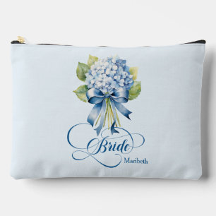 Blauwe hortensia boeket bruid make-up etui