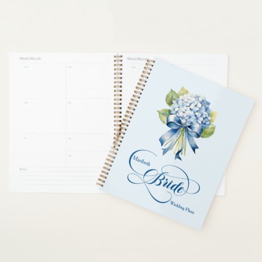 Blauwe hortensia boeket bruid's bruiloft planner (Display)