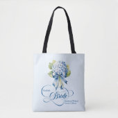 Blauwe hortensia boeket bruid's vrijgezel tote bag (Voorkant)