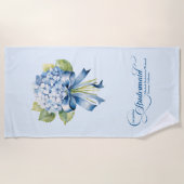 Blauwe hortensia boeket bruidsmeisje Bachelorette Strandlaken (Voorkant)