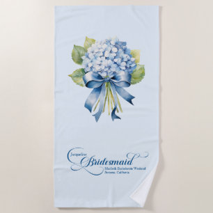Blauwe hortensia boeket bruidsmeisje Bachelorette Strandlaken