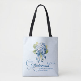 Blauwe hortensia boeket bruidsmeisje Bachelorette Tote Bag