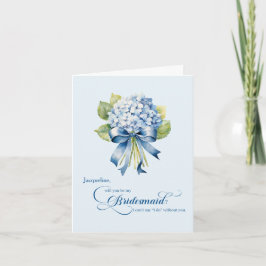 Blauwe hortensia boeket bruidsmeisje voorstel