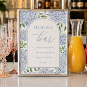 Blauwe Hortensia Boog Mimosa Bar Bruids Bruiloft Poster