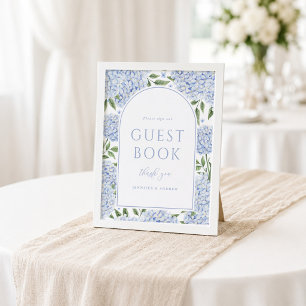 Blauwe Hortensia Boog Teken ons gastboek Poster