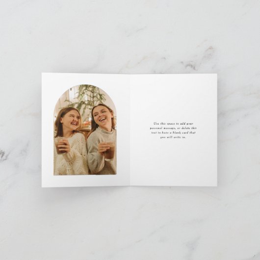 Blauwe hortensia boog voorstel fotokaart, klein bedankkaart (Binnen)