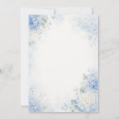 Blauwe Hortensia Botanische Bruiloft Kaart (Achterkant)