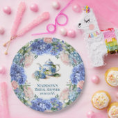 Blauwe Hortensia Bruids Thee Party Papieren Bordje (Feest)