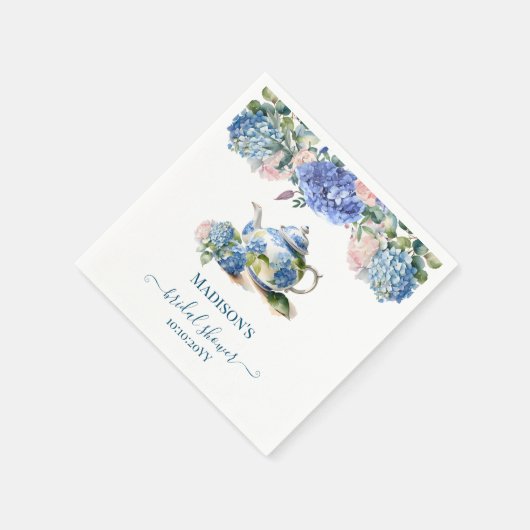 Blauwe Hortensia Bruids Thee Party Servet (Hoek)