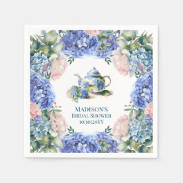 Blauwe Hortensia Bruids Theepartij Servet