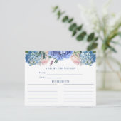 Blauwe Hortensia Bruidsborrel Theerecept Kaart (Staand voorkant)