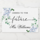 Blauwe Hortensia Bruidsfeest Bruisende Wijn Favor  Sparkling Wijnetiket (Enkel label)