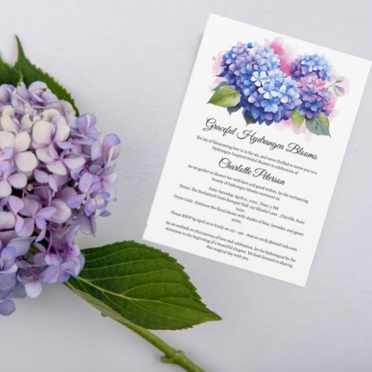 Blauwe Hortensia Bruidsfeest  Kaart