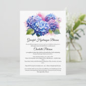 Blauwe Hortensia Bruidsfeest  Kaart (Staand voorkant)