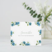 Blauwe Hortensia Bruidsmeisje Voorstelkaarten (Staand voorkant)