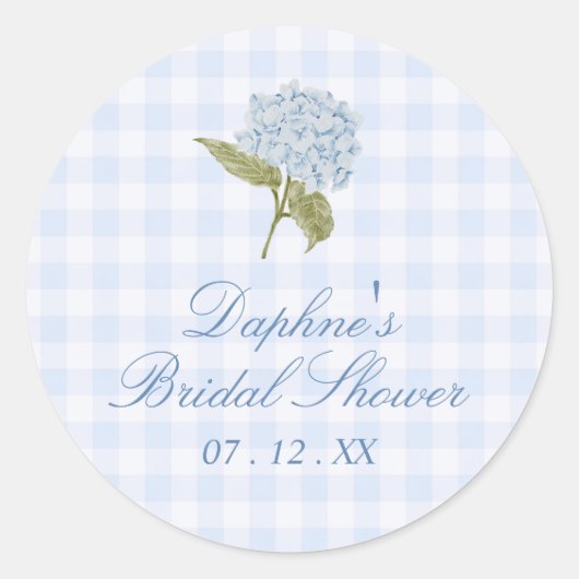 Blauwe Hortensia Bruidsuitnodiging Sticker (Voorkant)